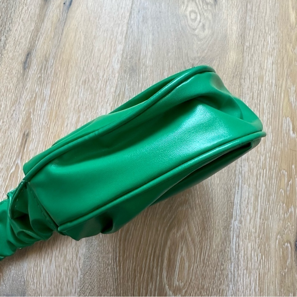 Green Ruched Hobo Mini Bag Underarm Purse Y2K Shoulder Bag Pleated PU Leather - Picture 6 of 12